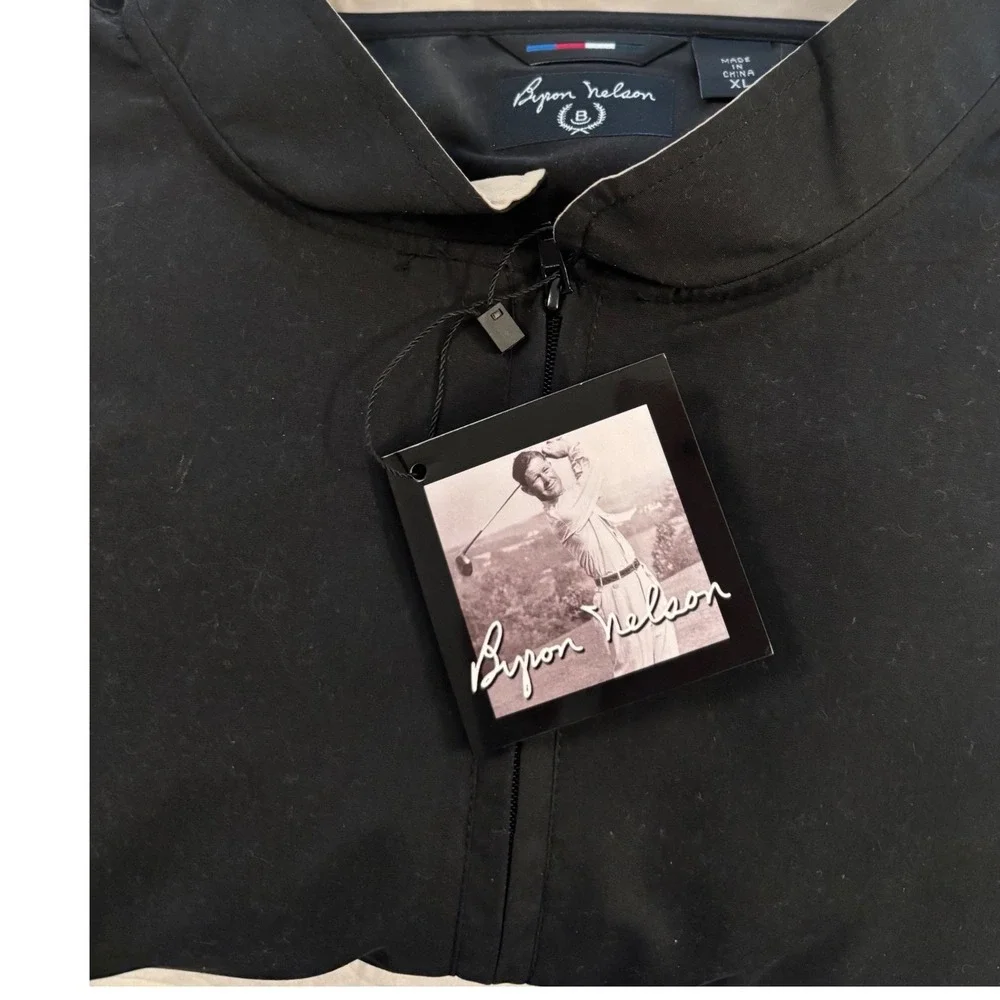 NEW Byron Nelson Mens Golf Windshirt Quarter Zip Pullover Black Windbreaker XL